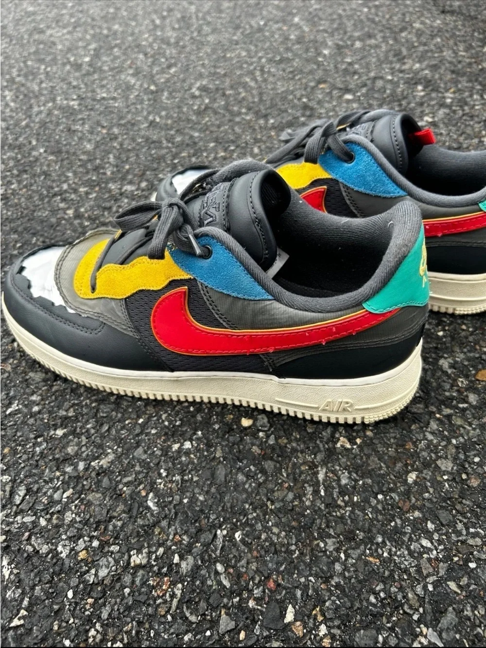 Nike Men's Multicolor Low-Top Sneakers - Black, Red, Yellow, Blue, Teal